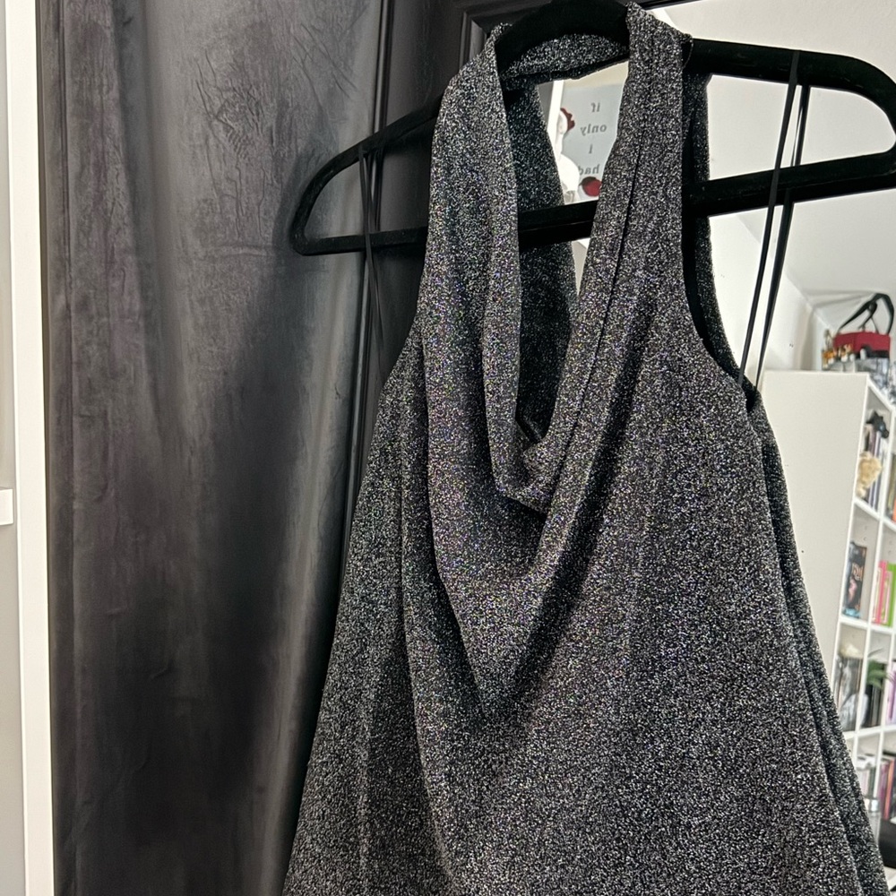 Express Black Glitter Tank Top